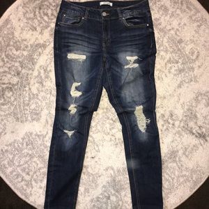 Charlotte Russe Distressed Dark Wash Jeans